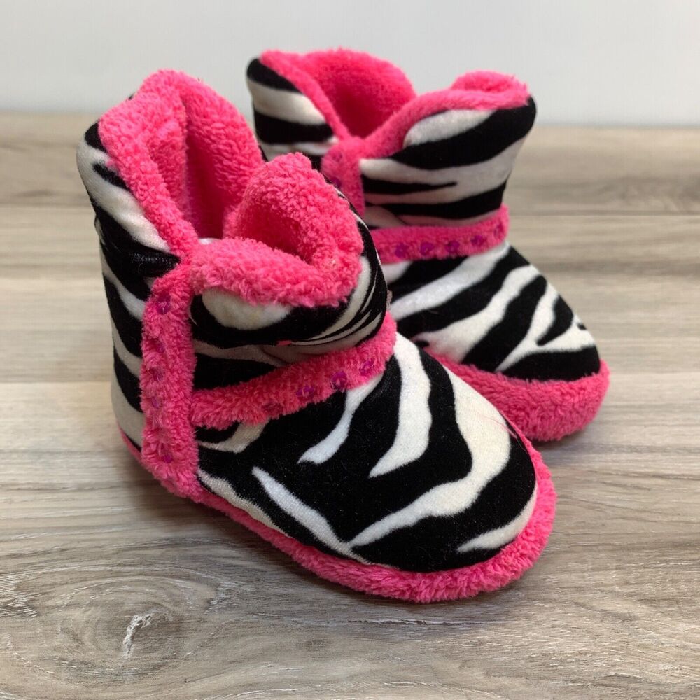 Girls Justin Kickers-Zebra w/Pink Trim, Style Baby Size 2/3 Slipper Boots‎